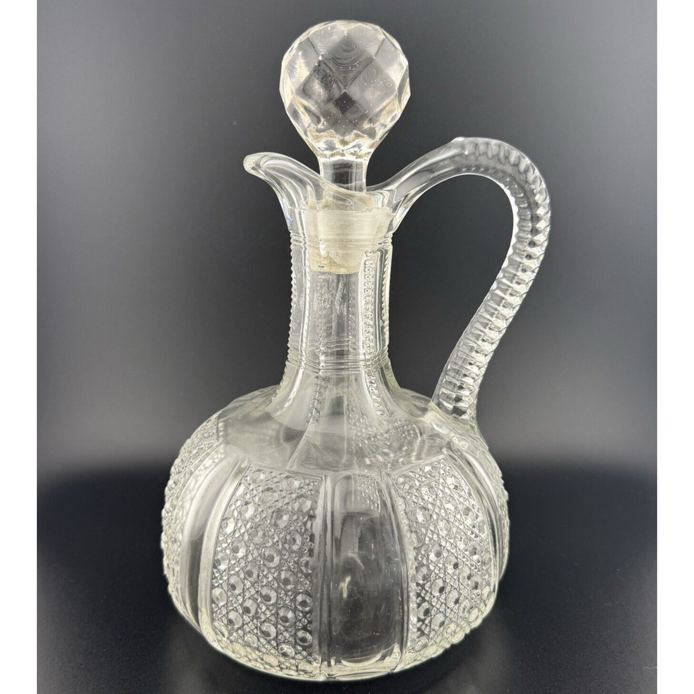 RARE Antique McKee 1898 EAPG " Rainbow clear" 8.75” Decanter w/Stopper
